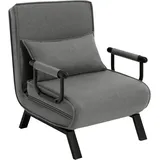Woltu Schlafsessel 3 in 1 Leinen 60 x 78 x 75 cm Grau mit Kissen