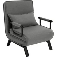 Woltu Schlafsessel 3 in 1 Leinen 60 x 78 x 75 cm Grau mit Kissen