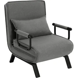 Woltu Schlafsessel 3 in 1 Leinen 60 x 78 x 75 cm Grau mit Kissen
