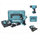 Makita DHG 180 RAJ Akku Heißluftgebläse 18 V 550 °C + 2x Akku 2,0 Ah + Ladegerät + Makpac