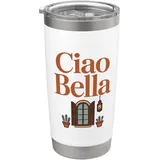 Ciao Bella Italien Fenster Retro Vintage Motiv Doppelwandiger Edelstahl-Thermobecher