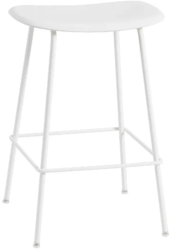 Muuto Fiber Barhocker ohne Rückenlehne, tube base, höhe 65 cm, natural white / weiß
