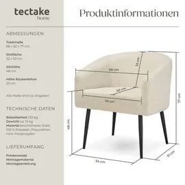 Tectake tectake® Sessel Mysig gepolstert, mit Bouclé-Bezug,