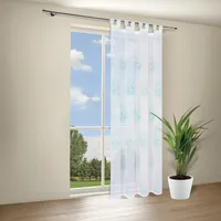 Gerster Gardine GERSTER "Indira" Gr. 1, grün (mint, weiß), B:140cm H:245cm, Wirkware, Polyester, Gardinen, Gardine, Schlaufenschal "Indira" mit Prägedruck