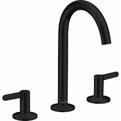 hansgrohe Axor One 3-Loch-Waschtischarmatur 48050670 Ausladung 140mm, mit Push-Open Ablaufgarnitur, mattschwarz