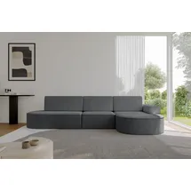 altdecor Eckcouch Cord 5-Sitzer Dunkelgrau