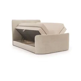 Fun Möbel Boxspringbett Schlafzimmerbett BODY 160x200cm in Stoff Hellgrau inkl. Bettkasten