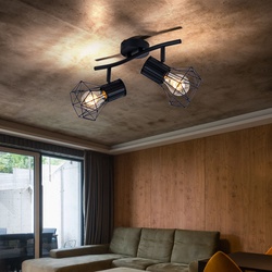 Decken Lampe Käfig Spots Ess Zimmer Leuchte Licht-Schiene verstellbar schwarz
