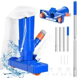 2024 Upgrade Poolsauger bodensauger, Vakuumsauger Pool Reinigungsset mit 4 eingedickten Schwimmbadstangen of 150cm, Tragbares Pool Sauger Staubsauger für Schwimmbad, Spa,Teich, Whirlpool (Blau)