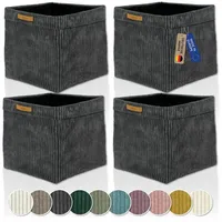 Lycce Kallax Boxen Cordstoff 4er Set | faltbare Aufbewahrungsboxen