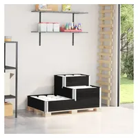 VidaXL Paletten-Aufsatzrahmen 3-fach Schwarz 120x80 cm Massivholz