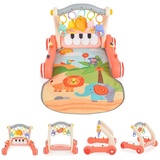 Moni Lauflernwagen 2 in 1 Piano HE0637 Krabbeldecke, Spielbogen, Activitycenter rosa