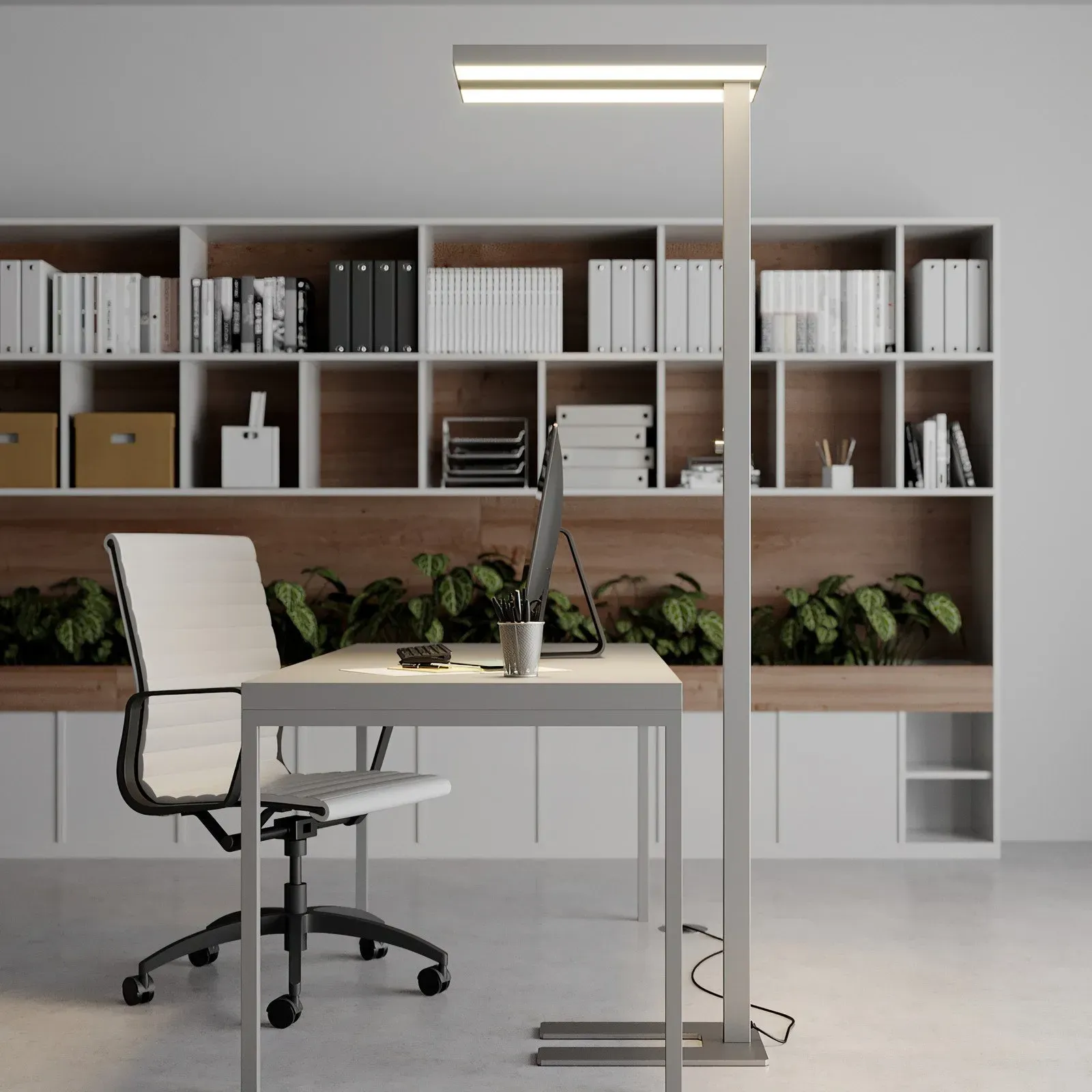 Stehleuchte Arcchio, Logan, dimmbar, Metallisch, für Arbeitszimmer / Büro, Aluminium, Modern - 61 - 28 - 196