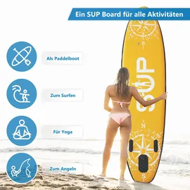 24move 24MOVE® Standup Paddle Board SUP, inkl. umfangreichem Zubehör, Paddel und Hochdruckpumpe, ORANGE, 366x80x15cm