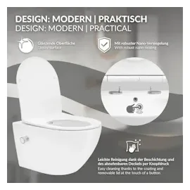 luxebath Wand-WC mit WC-Sitz Weiß Nano