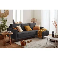 Charlie – ecksofa beidseitig montierbar – 4-sitzer – mit schlaffunktion und bettkasten – aus cord - dunkelgrau