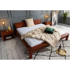 Massivmoebel24 Bett Akazie 180 x 200 cm Honig Lackiert Braun