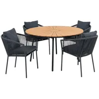 VCM ebuy24 Cleveland Gartenset Esstisch Ø130cm Natur Schwarz und