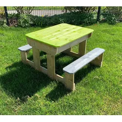 Wendi Toys Holz Kindersitzgruppe & Matschtisch Esel | Natur Grün | 79x100x53 cm