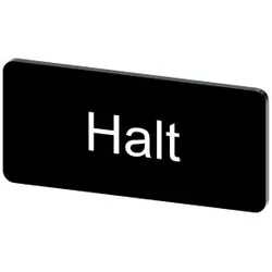 Siemens 3SU19000AC160AK0 Bezeichnungsschild 12, 5x27mm, Schild schwarz, Beschriftung: Halt - 10 Stück