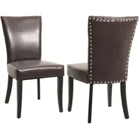 Mendler 2er-Set Esszimmerstuhl Chesterfield, Stuhl Küchenstuhl, Nieten ~ Kunstleder,