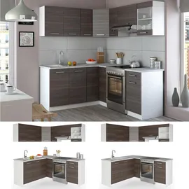 Vicco Winkelküche L-Form 187 x 167 cm Grau/Weiß