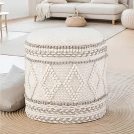 Möbel Boss Hocker Textil rund 40 x 45 x 40 cm Beige