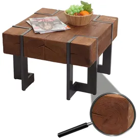 Mendler Couchtisch HWC-A15, Wohnzimmertisch, Tanne Holz rustikal massiv MVG-zertifiziert ~ braun 60x60cm
