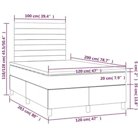 vidaXL Boxspringbett mit Matratze & LED Creme 120x200 cm Stoff
