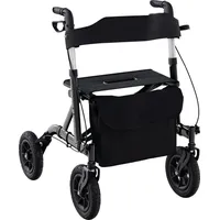 Goplus Rollator faltbar Gehhilfe höhenverstellbar mit Sitz und Rückengurt Aluminium bis 160 kg belastbar rot