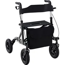 Goplus Rollator faltbar Gehhilfe höhenverstellbar mit Sitz und Rückengurt Aluminium bis 160 kg belastbar rot