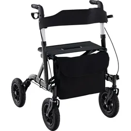 Goplus Rollator faltbar Gehhilfe höhenverstellbar mit Sitz und Rückengurt Aluminium bis 160 kg belastbar rot