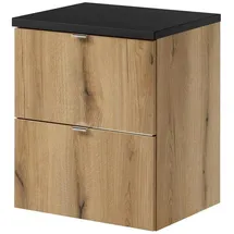 [en.casa] Waschbeckenunterschrank Skelbolu 2 Schubladen 50 x 59,5 x 40 cm Eichenoptik/Schwarz