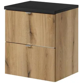 [en.casa] Waschbeckenunterschrank Skelbolu 2 Schubladen 50 x 59,5 x 40 cm Eichenoptik/Schwarz