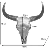 MCW Deko Schädel 45cm MCW-T454, Polyresin Stier Silbergrau