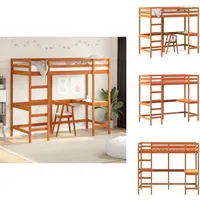 Vidaxl - Hochbett mit Schreibtisch Wachsbraun 90x200cm Massivholz Kiefer - Hochbett - Jugendzimmer - Kinderschlafzimmer - Schreibtischbett - Holzbett