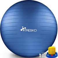 TRESKO Gymnastikball Anti-Burst, groß, Ø 65cm, mit Pumpe, indigoblau