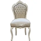 Casa Padrino Barock Esszimmer Stuhl Creme/Creme Lederoptik - Möbel Antik Stil