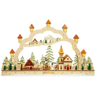 SIKORA LB90 wundervoller XXXL Holz LED Schwibbogen Weihnachtsdorf L ca. 78 cm