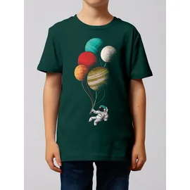 wat? APPAREL T-Shirt Balloon Spaceman in Dunkelgrün | Gr.: 134-146