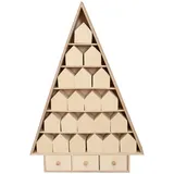 Artemio Adventskalender Tannenbaum aus Holz 52 x 35 cm - Beige