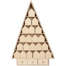 Artemio Adventskalender Tannenbaum aus Holz 52 x 35 cm - Beige