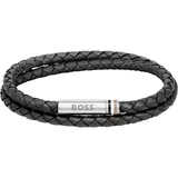 Boss Armband »Schmuck Edelstahl Lederarmband Wickelarmband ARES«, Lederseilarmband, Schwarz One Size - Schwarz