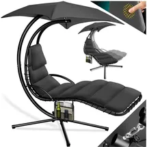 Kesser KESSER® Schwebeliege mit Sonnenschirm, Hängeliege Sonnenliege H200, L194, B100 cm, Relaxliege, Schaukelliege Hängematte bis 120 kg belastbar , Schaukelliege, Auflagen - Nackenkissen