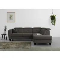 sit&more Ecksofa SIT & MORE "Belluci L-Form", grau (dunkelgrau), B:249cm H:85cm T:195cm, Sofas, Ecksofa, inklusive Federkern, wahlweise mit Bettfunktion und Bettkasten