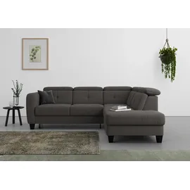 sit&more Ecksofa SIT & MORE "Belluci L-Form", grau (dunkelgrau), B:249cm H:85cm T:195cm, Sofas, Ecksofa, inklusive Federkern, wahlweise mit Bettfunktion und Bettkasten