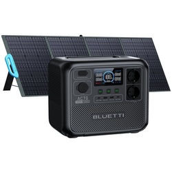 BLUETTI Stromerzeuger AC70 Solar generator mit Solar panel, 768Wh LiFePO4 Akku-Zelle, 1,00 in kW, (2 1000W AC Ausgänge, 100W Typ-C, mit PV200 200W Solar Panel), für Reise, Camping
