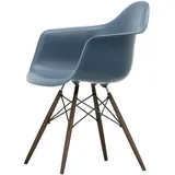 Vitra - Eames Plastic Armchair DAW RE, Ahorn dunkel / meerblau (Filzgleiter basic dark)