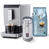 1.1 silber inkl. elektrischer Milchaufschäumer und 1 kg Barista Caffè Crema