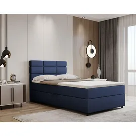 panda möbel Boxspringbett 120x200, mit Bettkasten, Dunkelblau, Matratze und Topper, Einzelbett, REVE, Panda Möbel - Blau